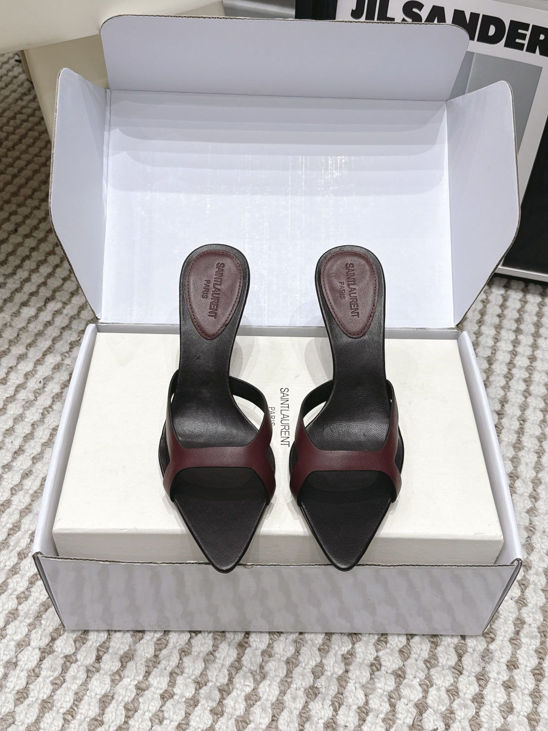 Женские кожаные мюли Saint Laurent на каблуке