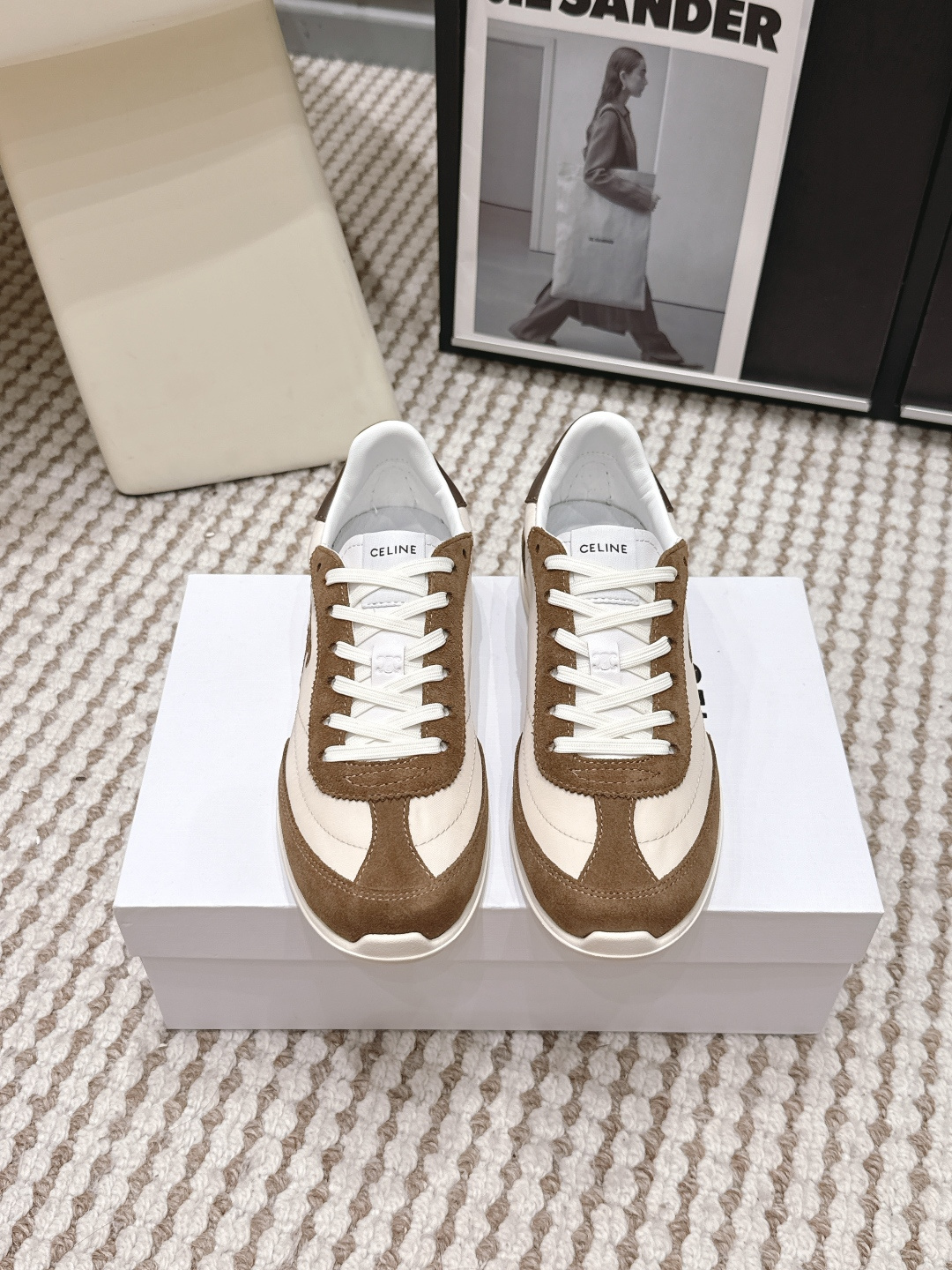 Кроссовки Celine Racer в бежево-коричневой гамме
