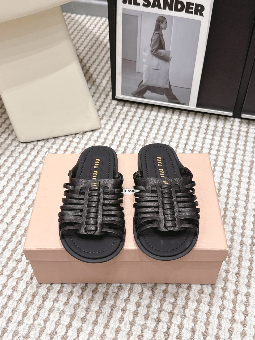 Сандалии из кожи с плетеным верхом Miu Miu