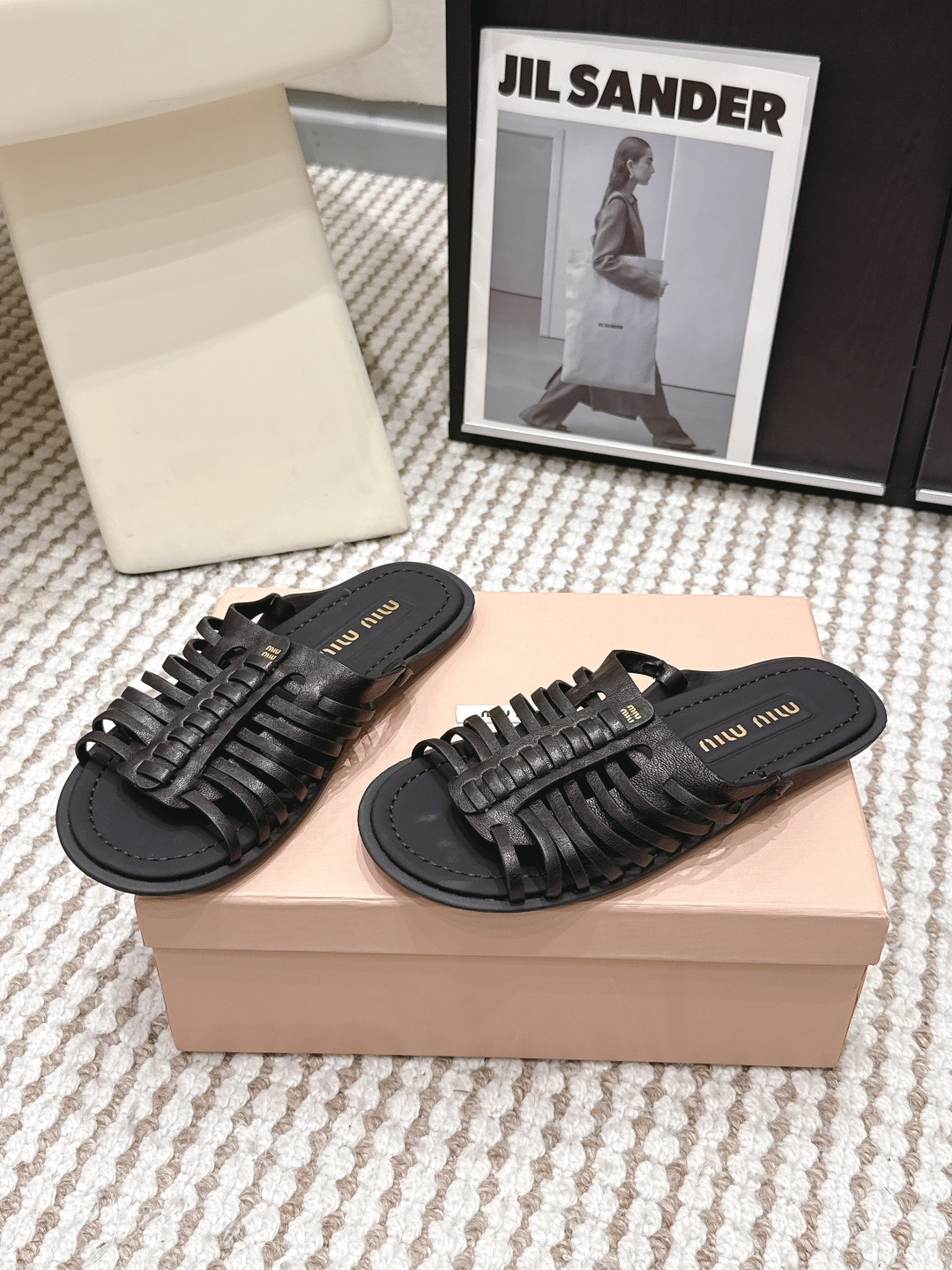 Сандалии из кожи с плетеным верхом Miu Miu