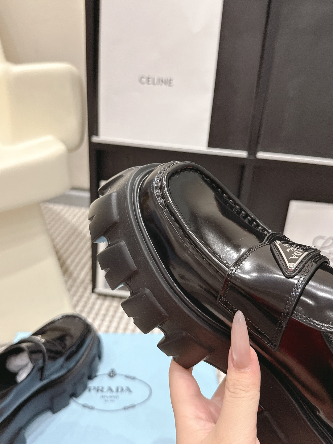 Prada Style Leather Women's Shoes style reference detail image 6 from source 784870