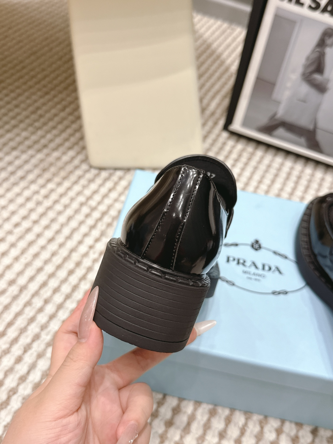 Prada Style Leather Women's Shoes style reference detail image 7 from source 784871