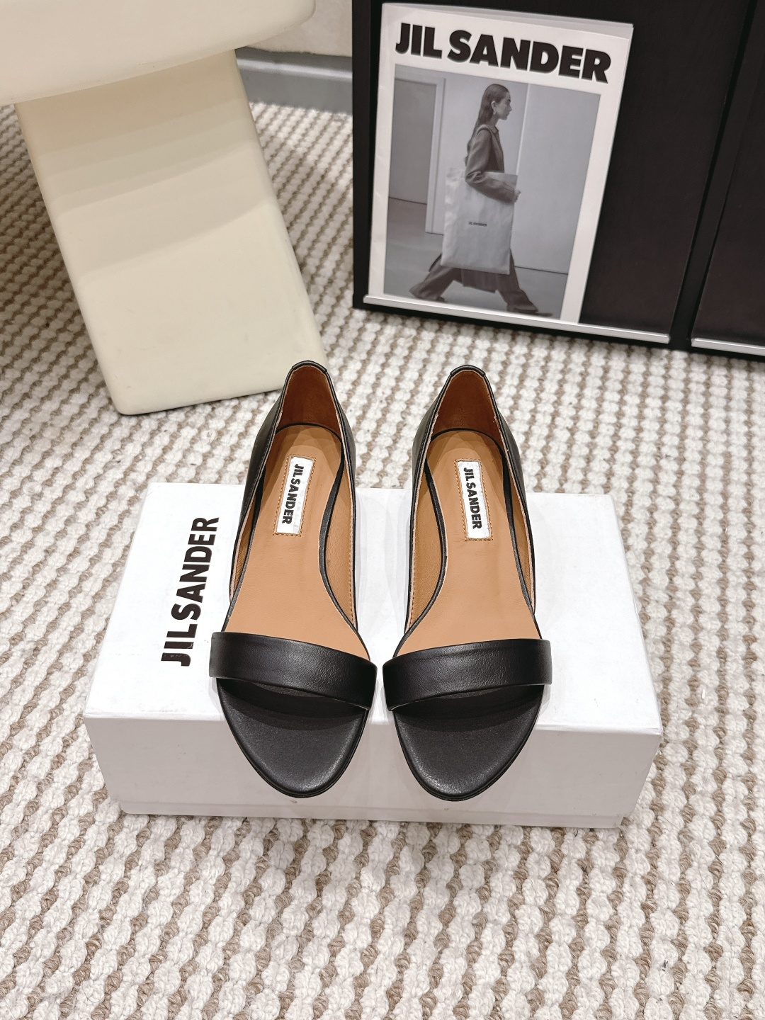 Женские черные кожаные мюли Jil Sander с каблуком