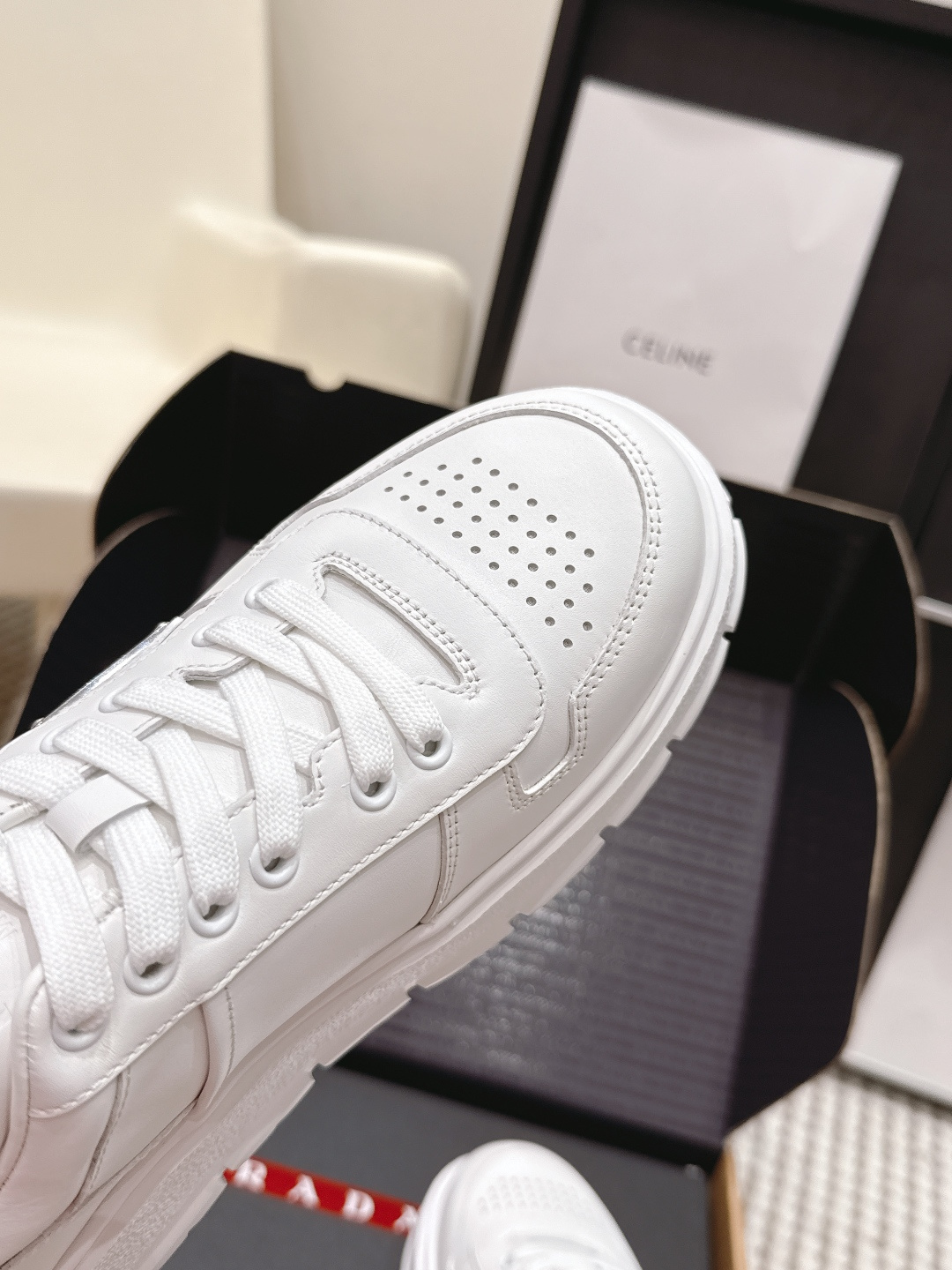 Prada Style White Leather Women's Shoes style reference detail image 7 from source 784865