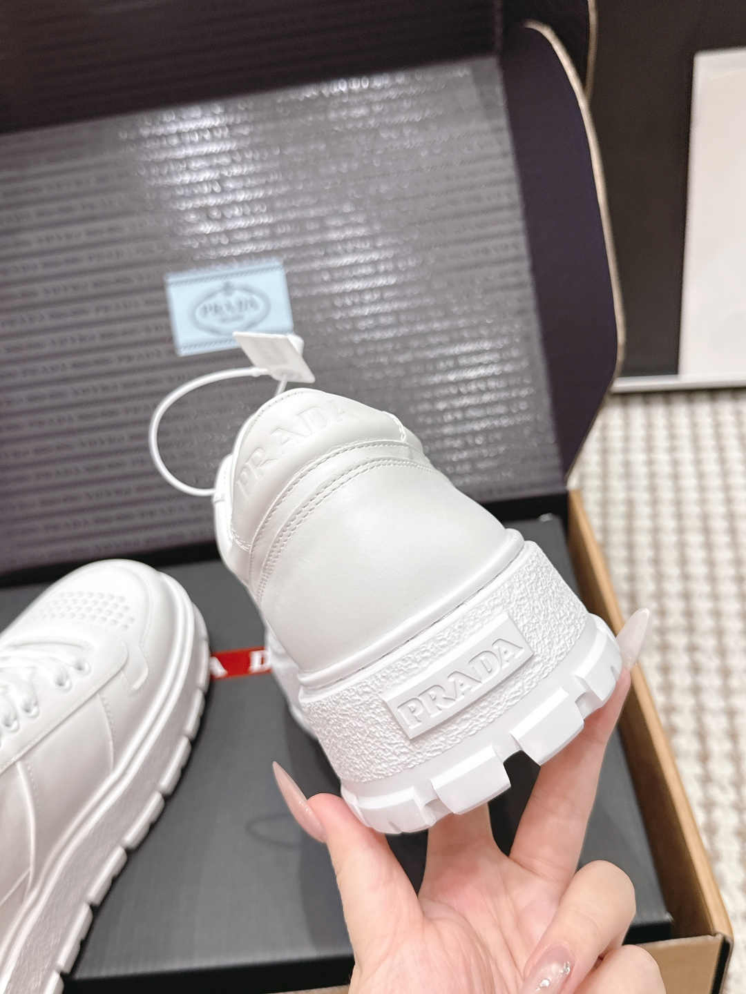 Prada Style White Leather Women's Shoes style reference detail image 8 from source 784865
