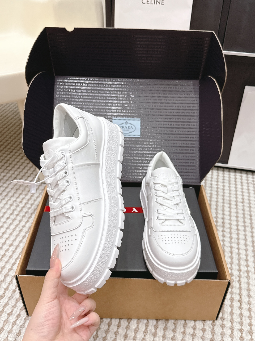 Prada Style White Leather Women's Shoes style reference detail image 5 from source 784865