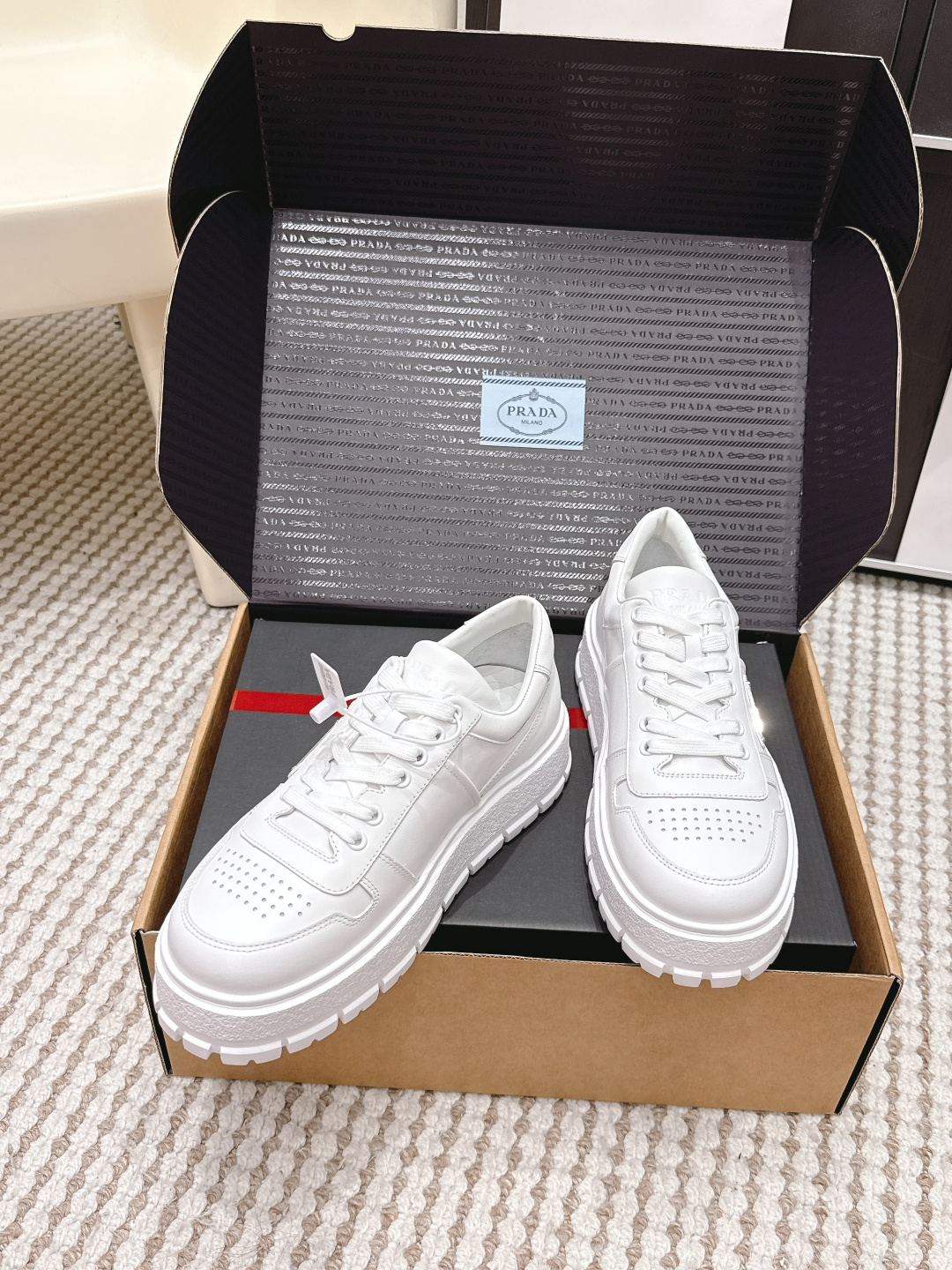 Prada Style White Leather Women's Shoes style reference detail image 4 from source 784865
