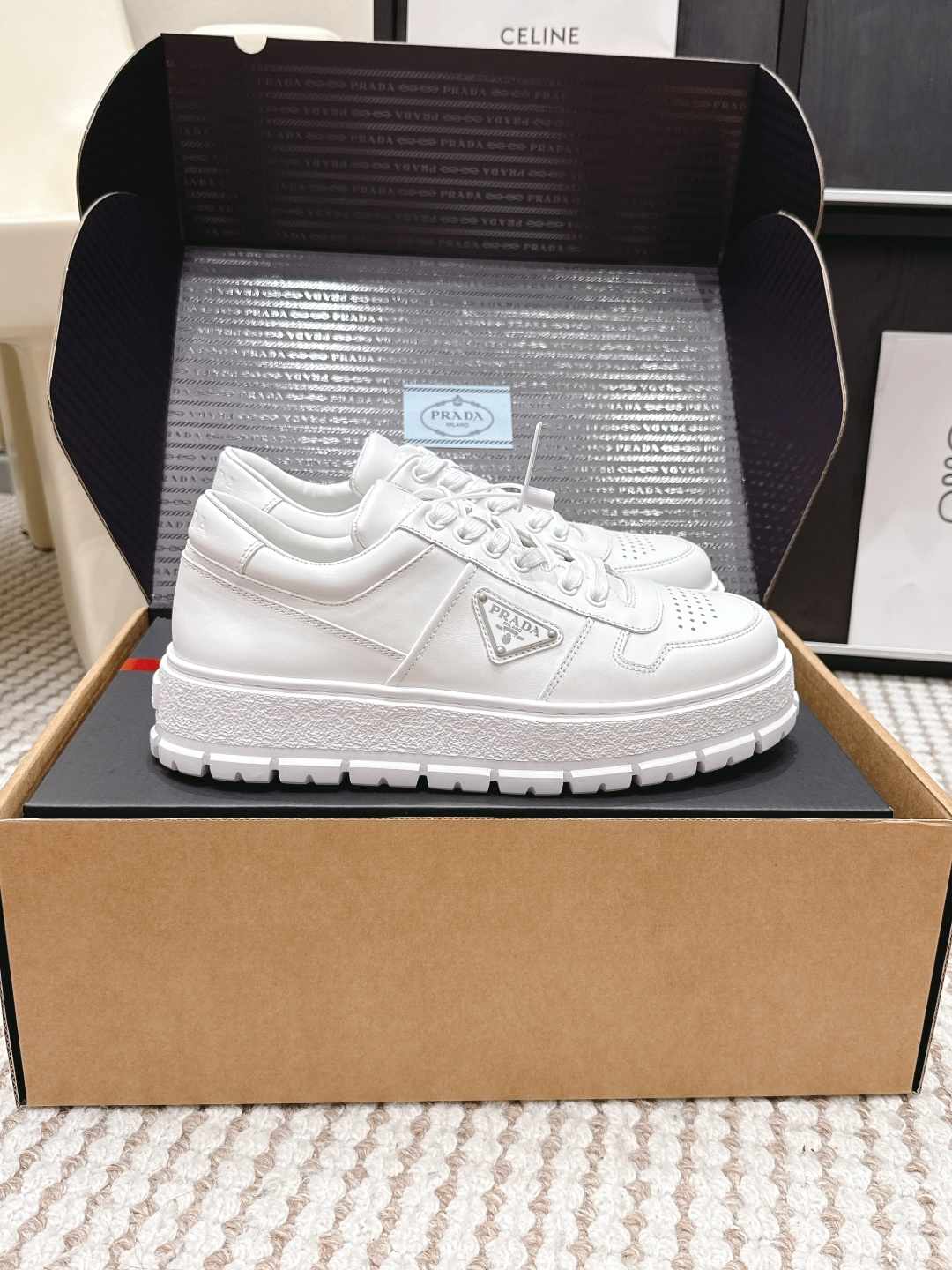 Prada Style White Leather Women's Shoes style reference detail image 2 from source 784865