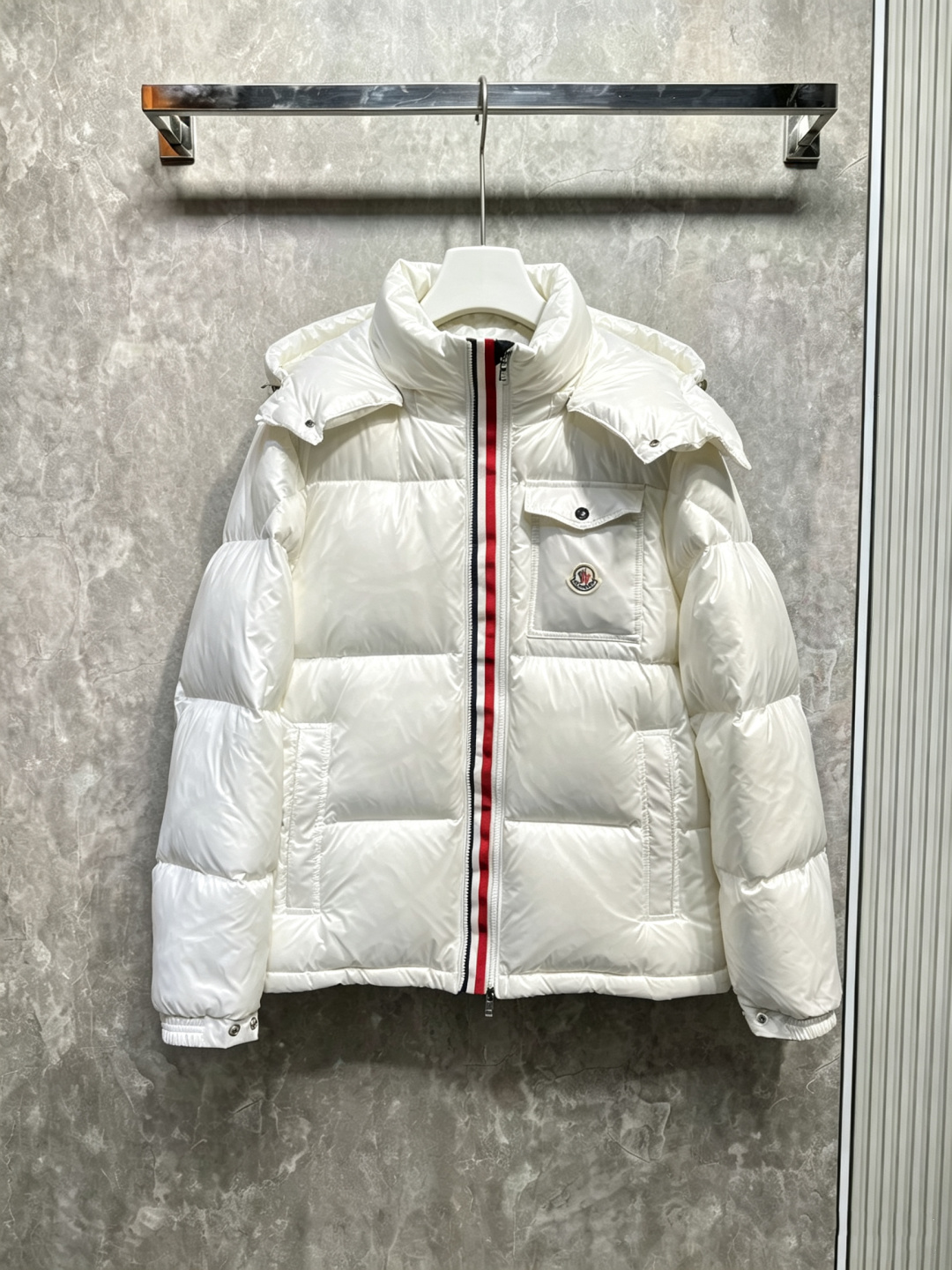 White Zip Front Puffer Jacket