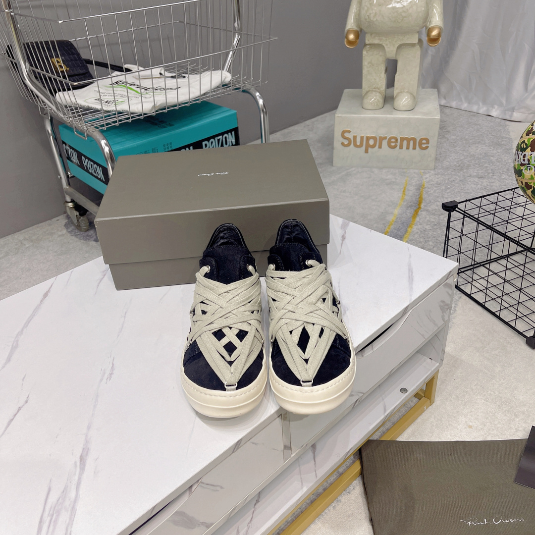 NO:265892,Men's 10 Rickowens Owens Crazy Strap Shoes Suede Black The 