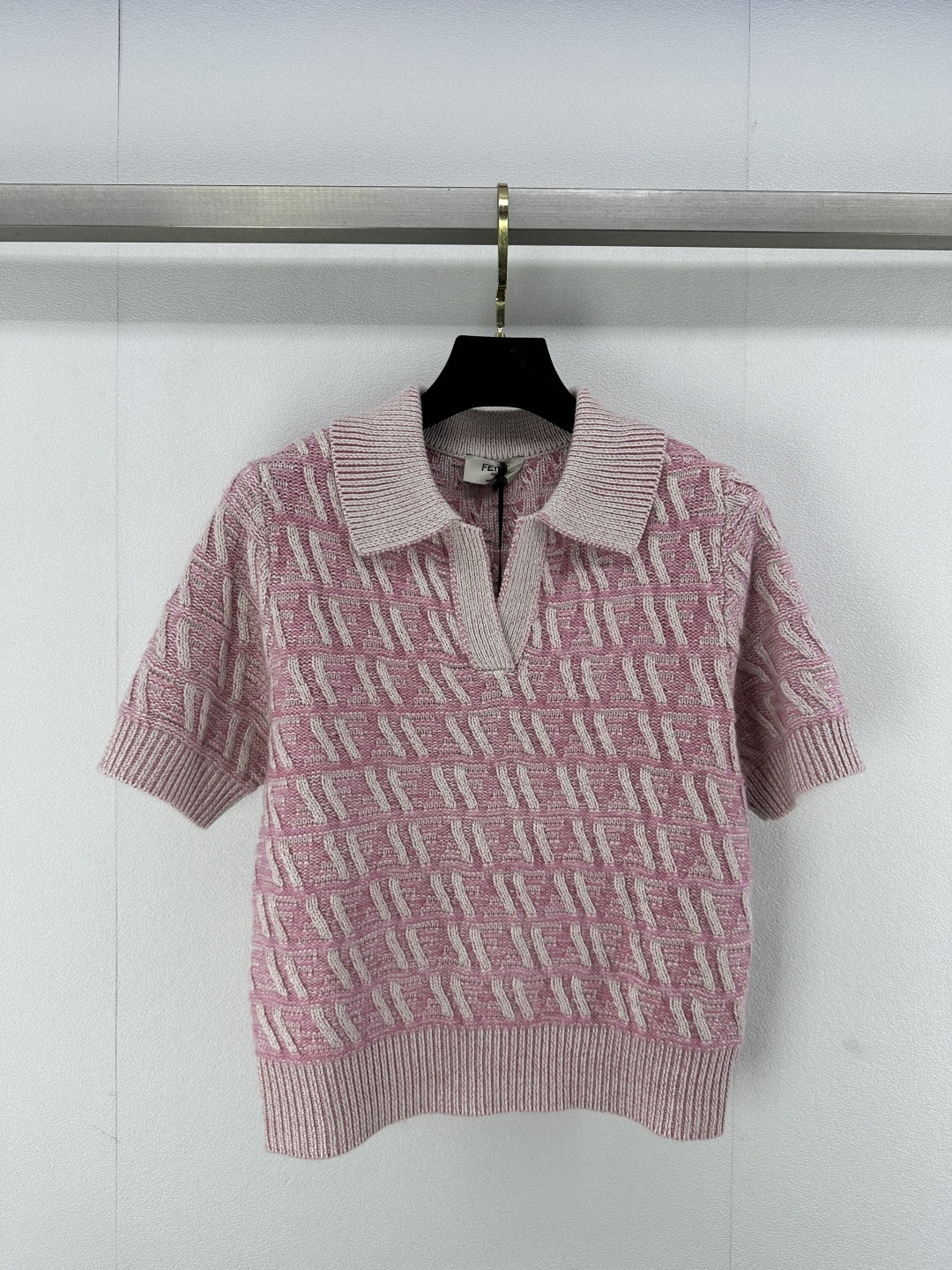 NO:308976,Fend* new details 25 Spring and summer new capsule series. Age-reducing college style outfit, presbyopia FF crocheted lapel short sleeves!  The imported yarn has a delicate texture and comfortable texture. The presbyterian logo is fashionable and high-end!  The classic style looks huge and slim!  2 color 3 code SML, fendi, T-shirt, alexander wang19860909Fend*上新细节 25 春夏新品胶囊系列.减龄学院风穿搭,老花FF钩织翻领短袖！进口纱线质感细腻舒适.老花logo时髦又高级！经典版型上身巨显瘦！ 2色3码SML,,fendi,T-shirt,alexander wang,Women's clothing