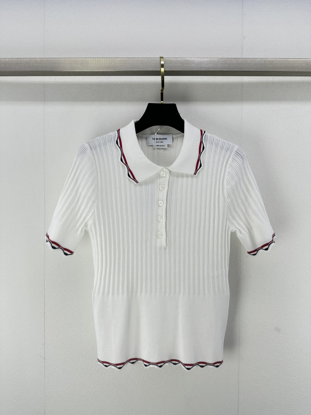 NO:322521,TB* new details 25 Spring and summer new contrasting lace POLO knitted short sleeves 1:1 Wavy lace wrap slim short sleeves, elegant and age-reducing 1 color 3 size SML, T-shirt, alexander wang19860909TB*上新细节 25 春夏新款撞色花边POLO针织短袖 1:1 波浪形花边包边坑条修身短袖,优雅又减龄 1色3码SML,,T-shirt,alexander wang,Women's clothing