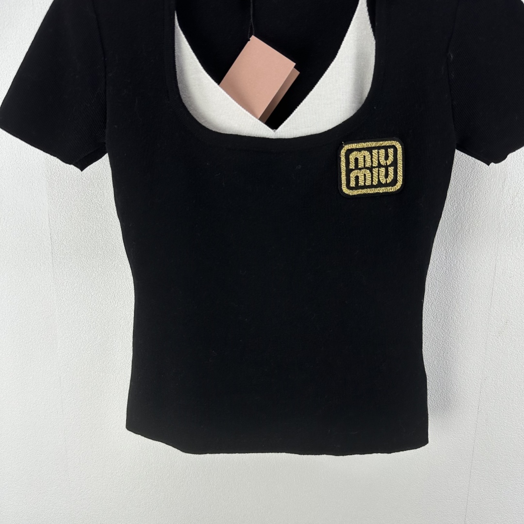 Miu Miu Women's Black Jersey Top with Logo Detail - Casual & Chic 6 cmp i1750608765473 156 0 4
