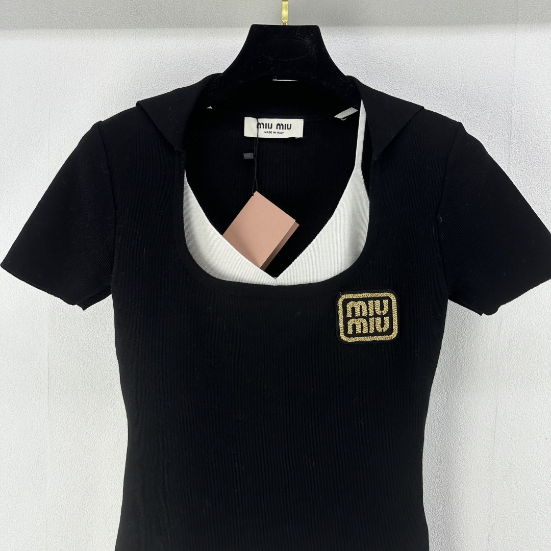 Miu Miu Women's Black Jersey Top with Logo Detail - Casual & Chic 4 cmp i1750608765474 7460 0 3