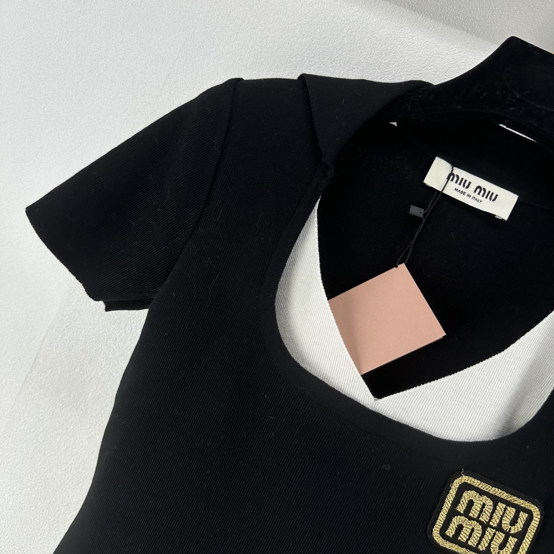 Miu Miu Women's Black Jersey Top with Logo Detail - Casual & Chic 3 cmp i1750608765512 745 0 1