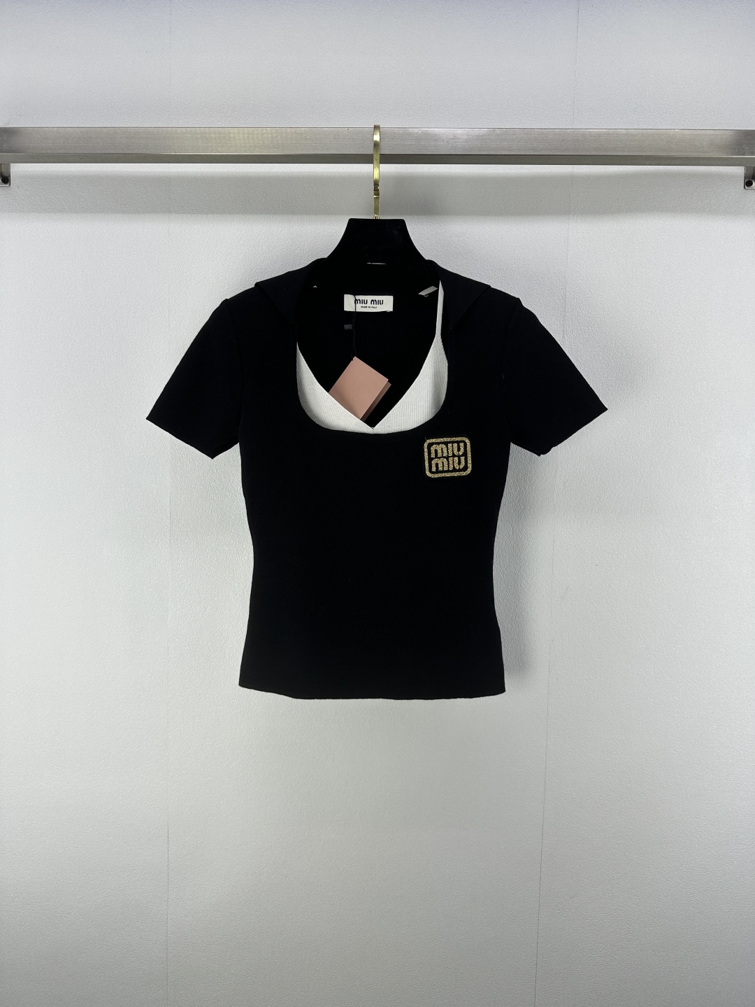 Miu Miu Women's Black Jersey Top with Logo Detail - Casual & Chic 1 cmp i1750608766148 9653 0 0