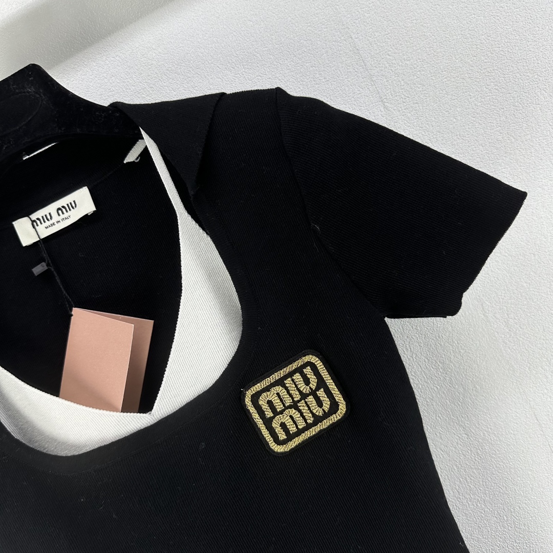 Miu Miu Women's Black Jersey Top with Logo Detail - Casual & Chic 2 cmp i1750608767347 6677 0 2