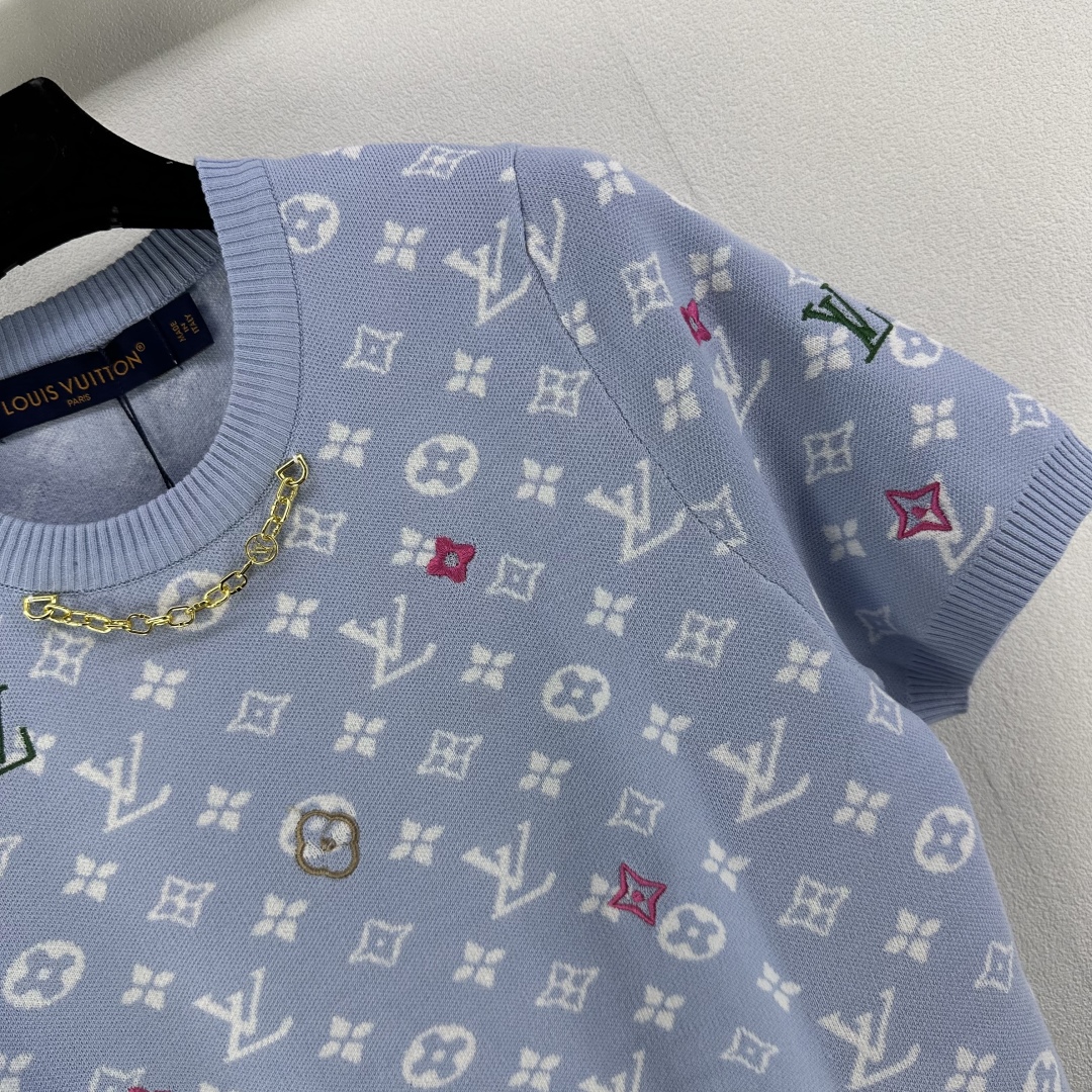 Louis Vuitton Monogram Jacquard Crewneck T-Shirt - Blue - Size S, M, L 2 cmp i1750696203160 1834 0 2