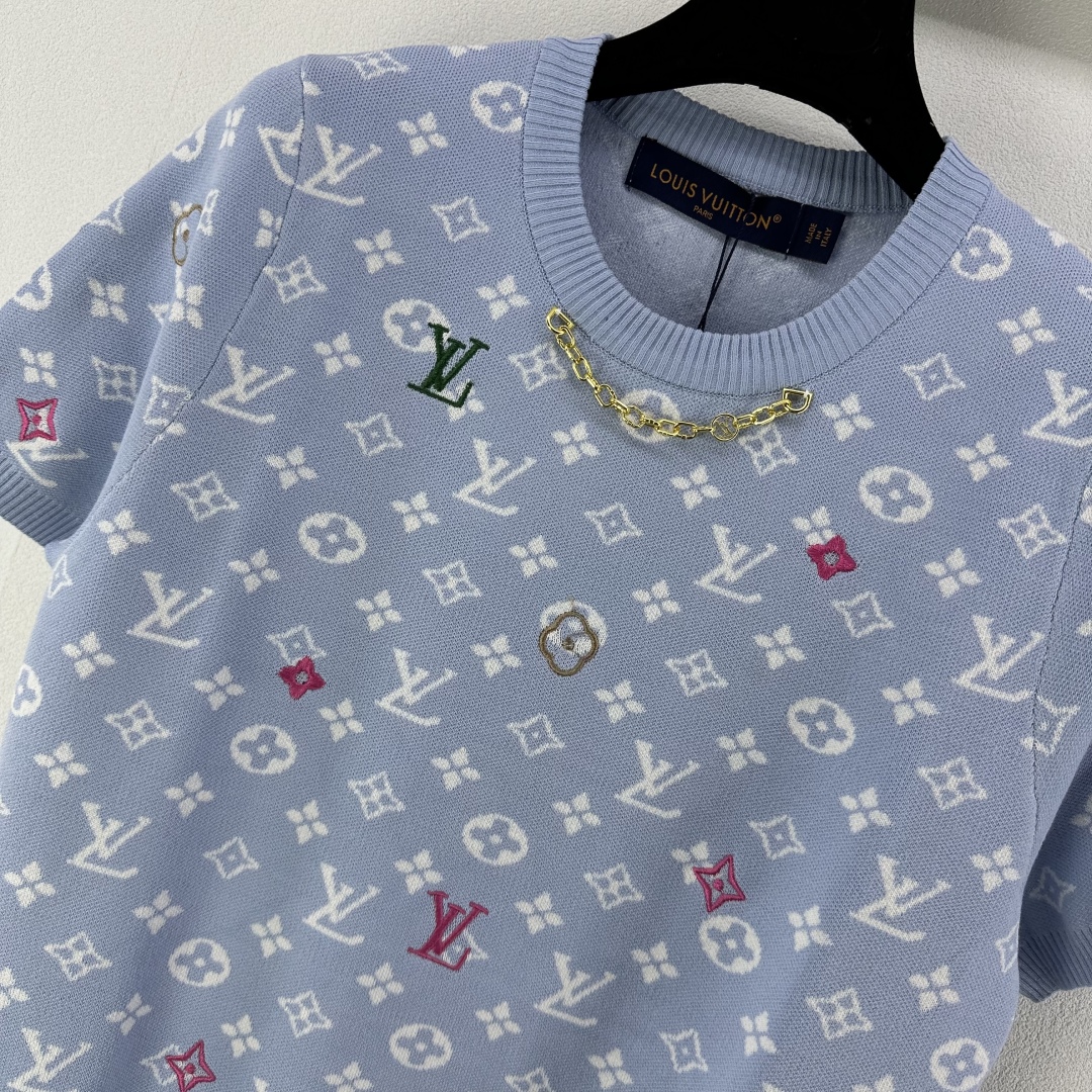 Louis Vuitton Monogram Jacquard Crewneck T-Shirt - Blue - Size S, M, L 5 cmp i1750696203161 7989 0 5