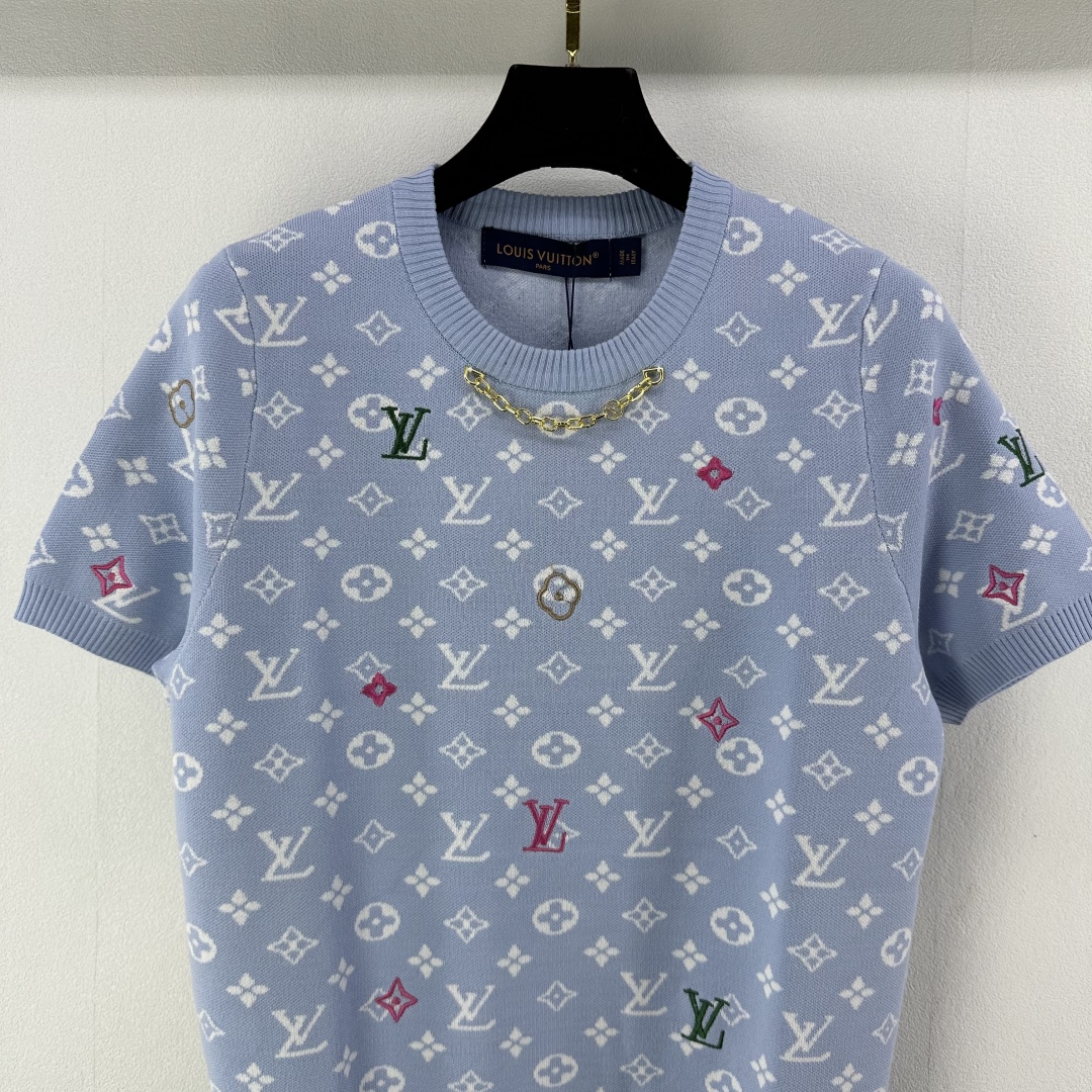 Louis Vuitton Monogram Jacquard Crewneck T-Shirt - Blue - Size S, M, L 4 cmp i1750696208923 9743 0 3
