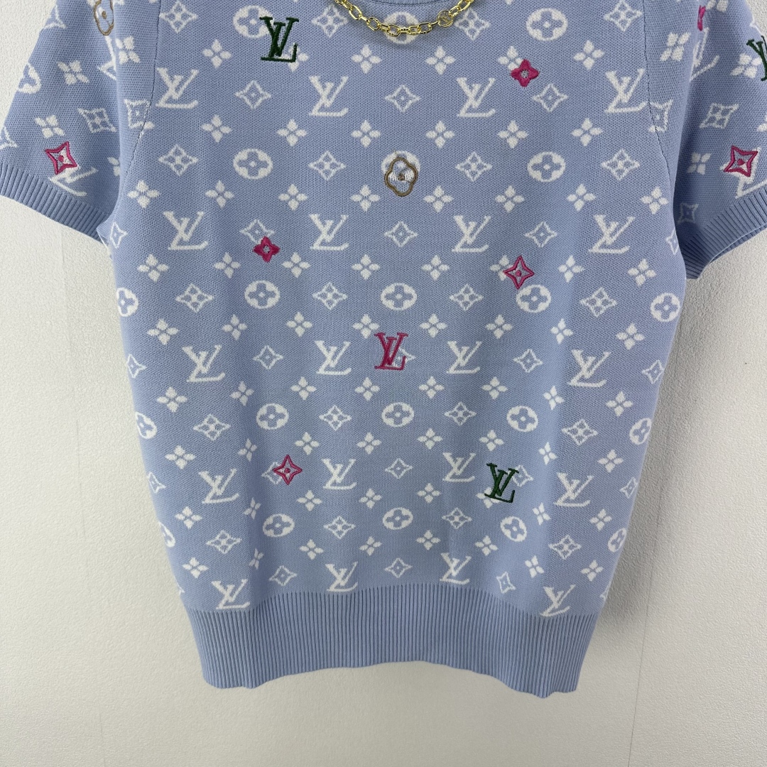 Louis Vuitton Monogram Jacquard Crewneck T-Shirt - Blue - Size S, M, L 6 cmp i1750696208924 7883 0 4