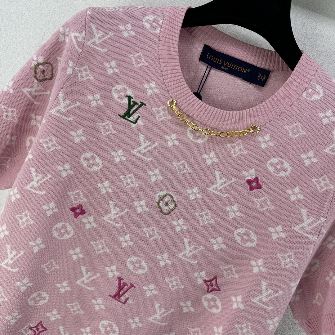 Louis Vuitton Pink Monogram Short Sleeve Knit Top Luxury Designer T-Shirt 5 cmp i1750696257171 1165 0 5