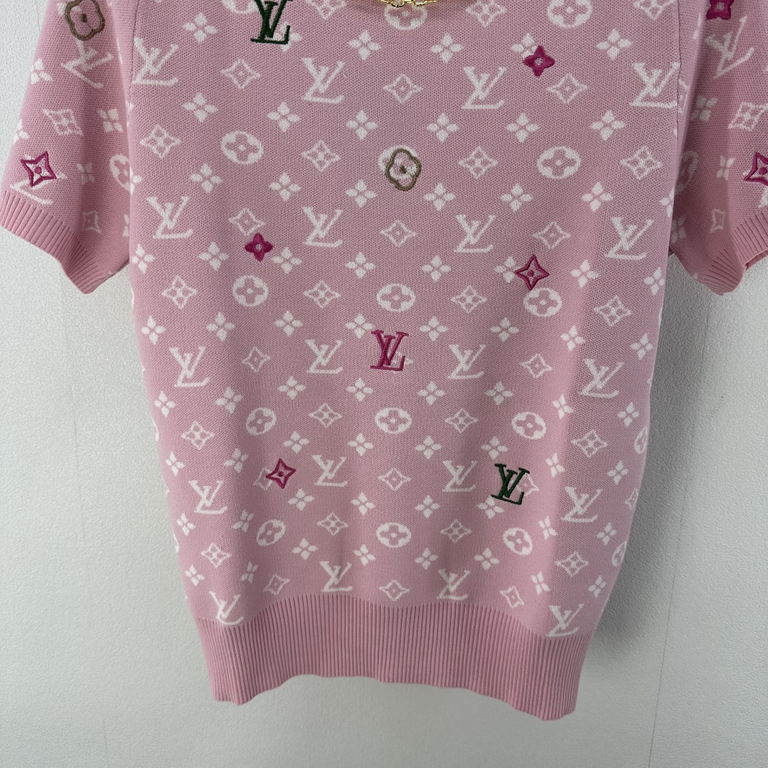 Louis Vuitton Pink Monogram Short Sleeve Knit Top Luxury Designer T-Shirt 6 cmp i1750696257171 1410 0 4