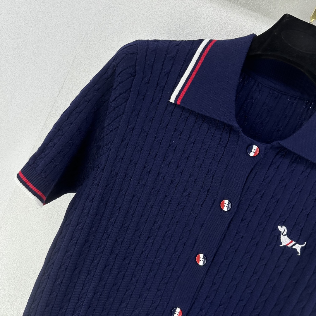 Thom Browne Women's Navy Knit Polo Shirt with Dog Embroidery 3 cmp i1750696342955 7573 0 1