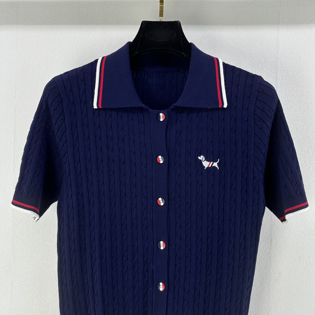 Thom Browne Women's Navy Knit Polo Shirt with Dog Embroidery 4 cmp i1750696342966 2782 0 3