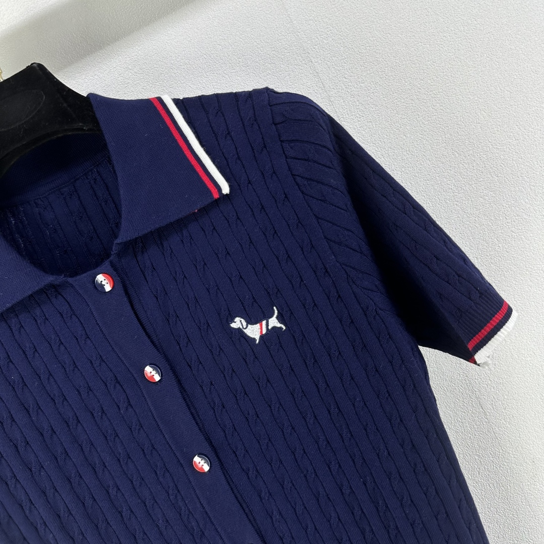 Thom Browne Women's Navy Knit Polo Shirt with Dog Embroidery 2 cmp i1750696344702 6318 0 2