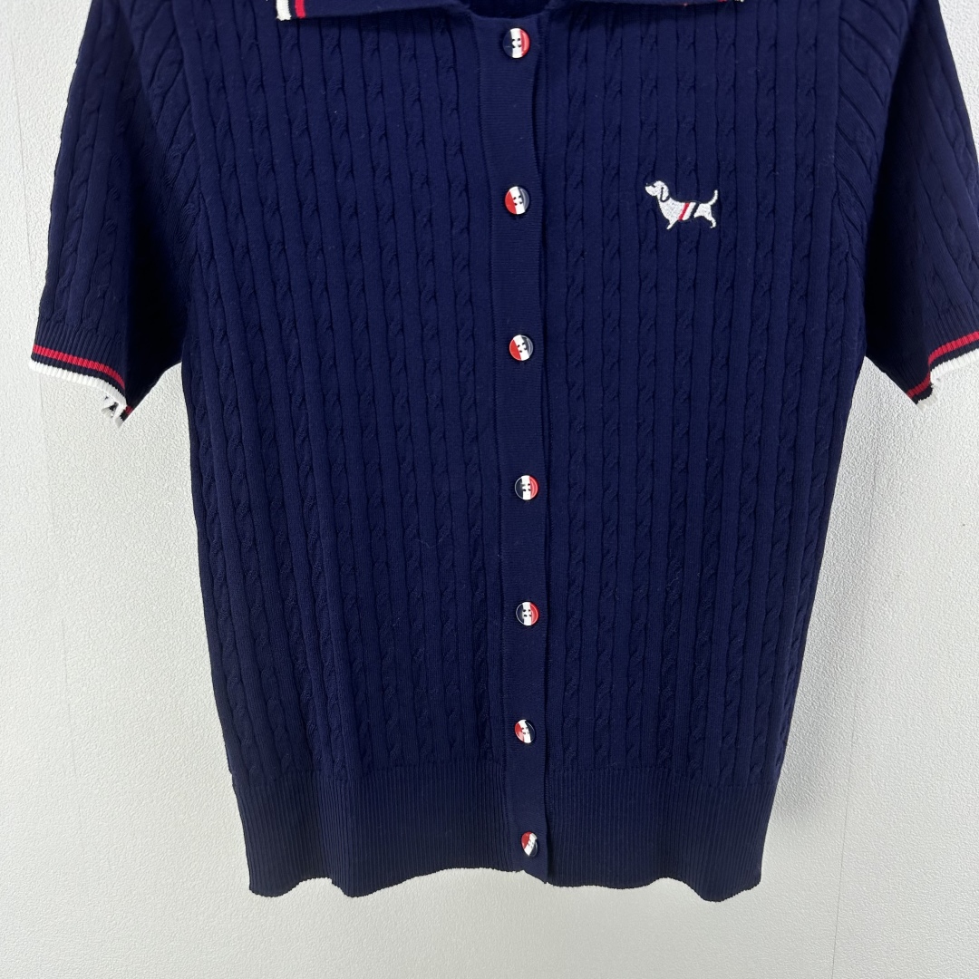 Thom Browne Women's Navy Knit Polo Shirt with Dog Embroidery 6 cmp i1750696344748 3129 0 4