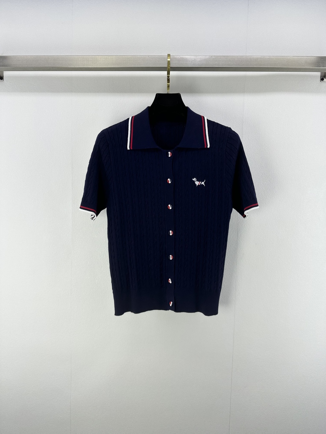 Thom Browne Women's Navy Knit Polo Shirt with Dog Embroidery 1 cmp i1750696344754 8750 0 0