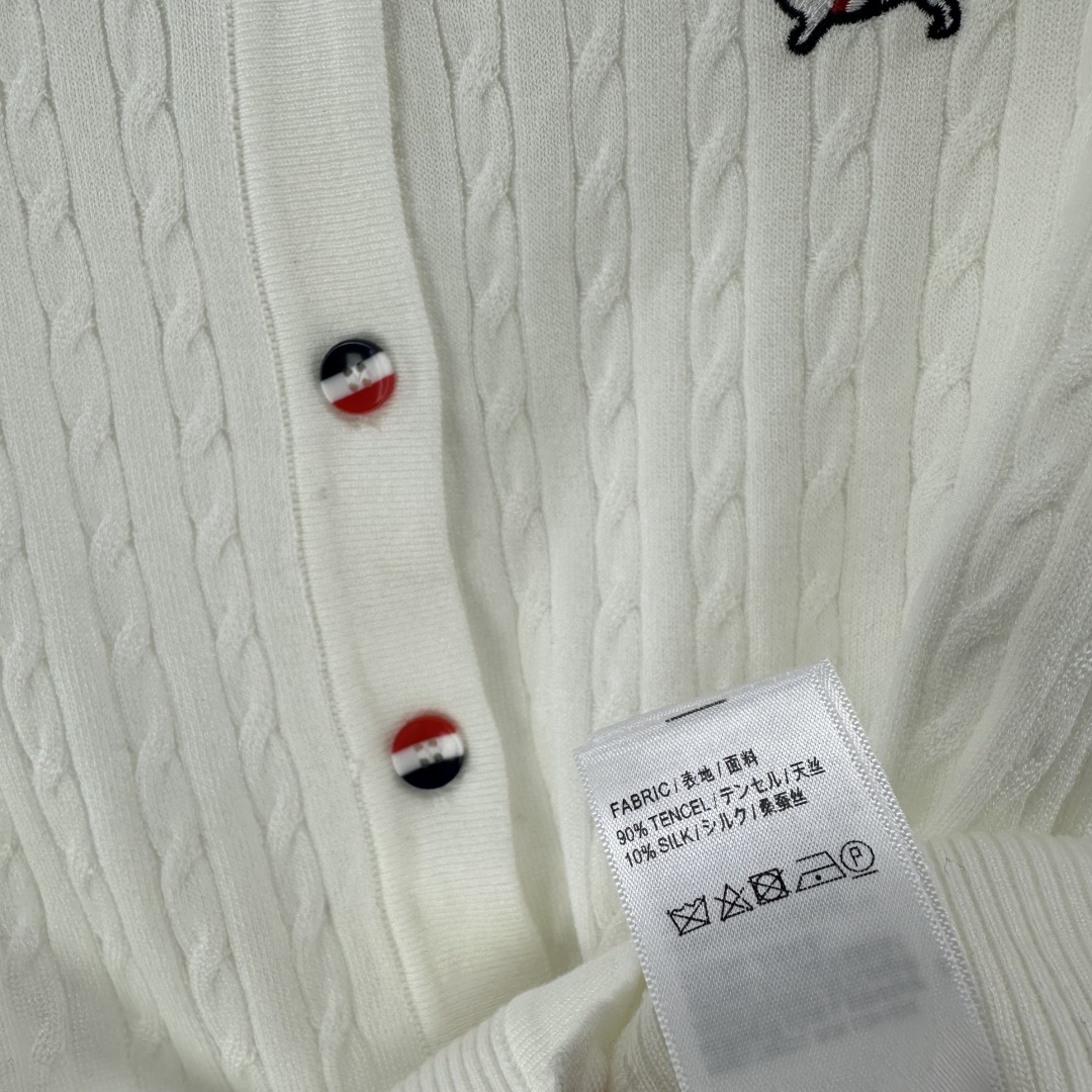 Thom Browne Women's White Knit Polo Shirt with Dog Embroidery, Short Sleeve 8 cmp i1750696558478 8996 0 7