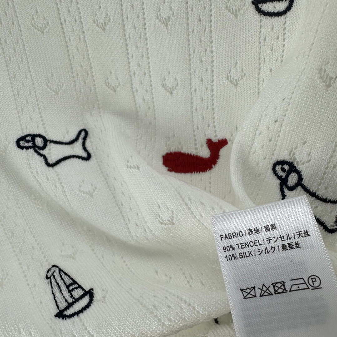 Thom Browne Women's White Jersey Top with Dog Embroidery, Slim Fit and Soft 9 cmp i1750696686689 5914 0 7