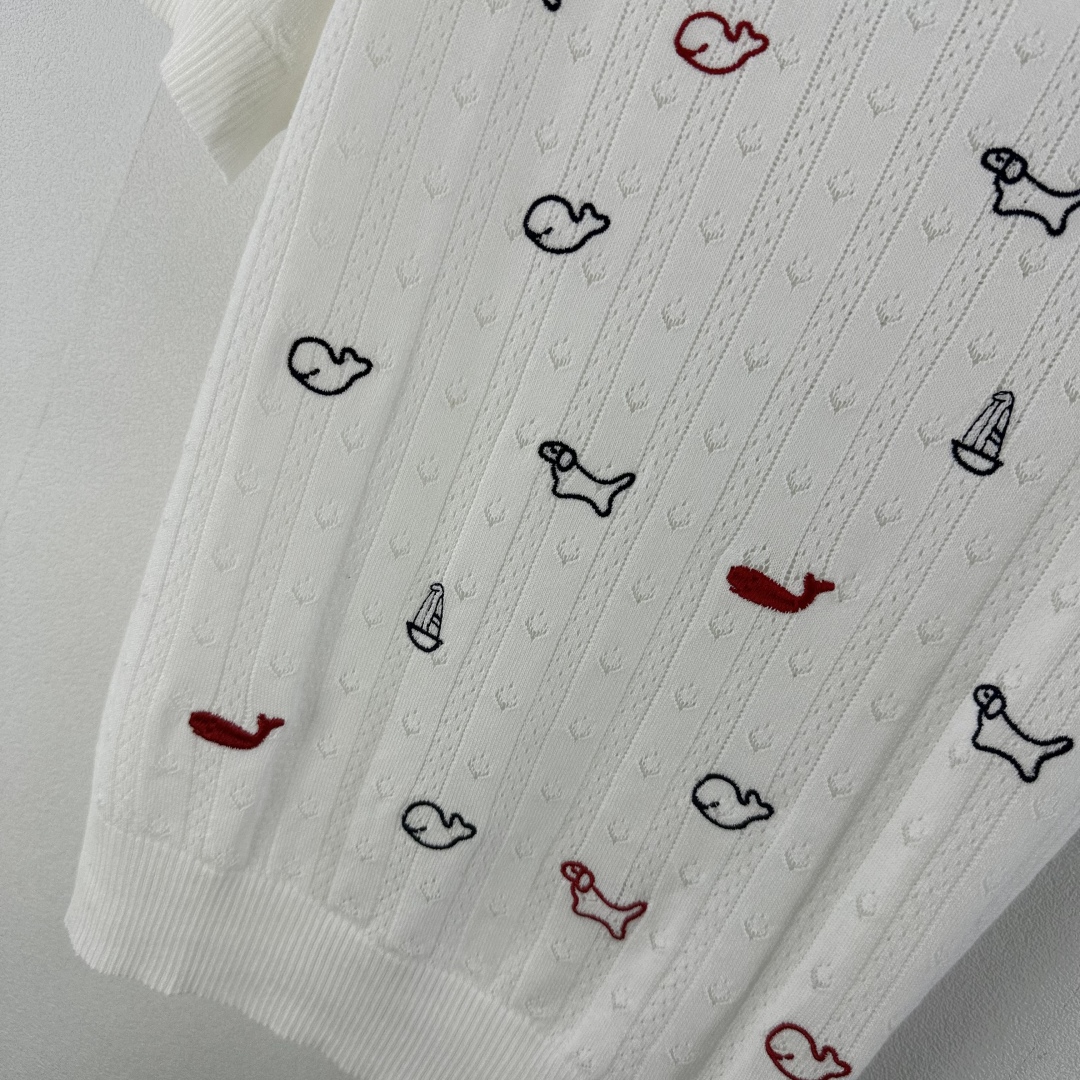 Thom Browne Women's White Jersey Top with Dog Embroidery, Slim Fit and Soft 8 cmp i1750696686692 1549 0 6