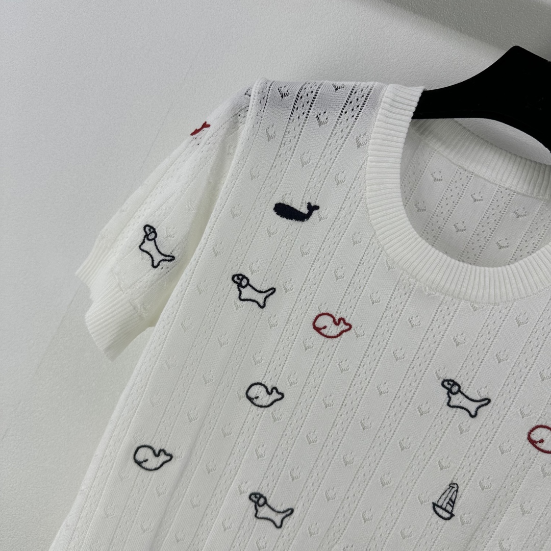Thom Browne Women's White Jersey Top with Dog Embroidery, Slim Fit and Soft 4 cmp i1750696686725 1385 0 1