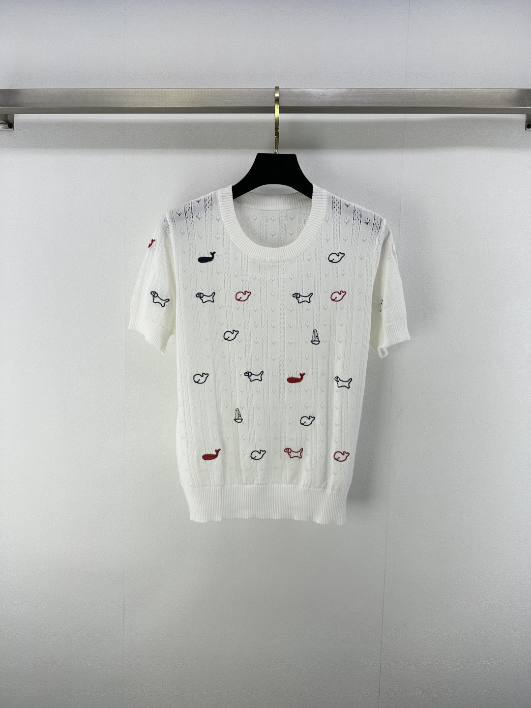 Thom Browne Women's White Jersey Top with Dog Embroidery, Slim Fit and Soft 2 cmp i1750696688423 1368 0 0