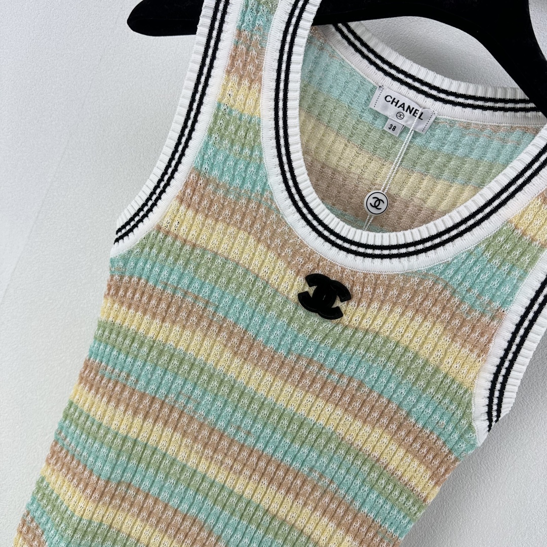 Chanel Women's Striped Knit Tank Top Sleeveless Shirt 6 cmp i1750778772779 2028 0 5