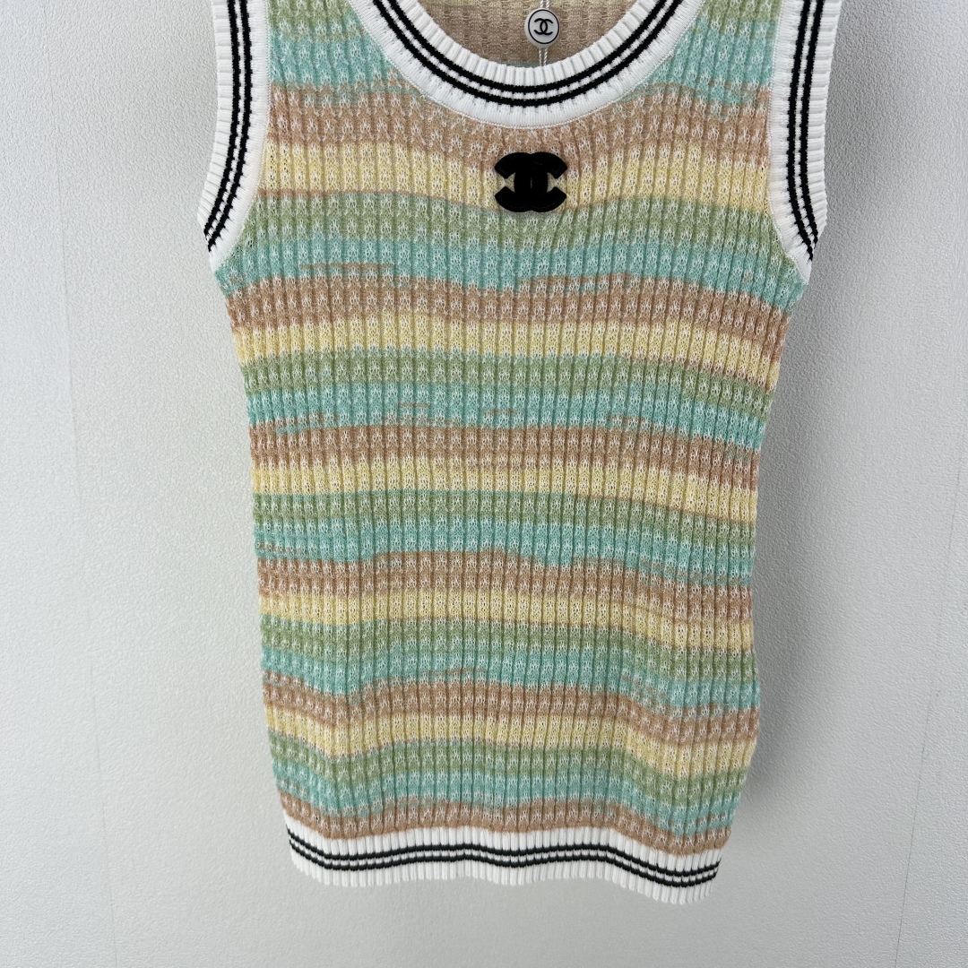 Chanel Women's Striped Knit Tank Top Sleeveless Shirt 7 cmp i1750778772779 9033 0 4
