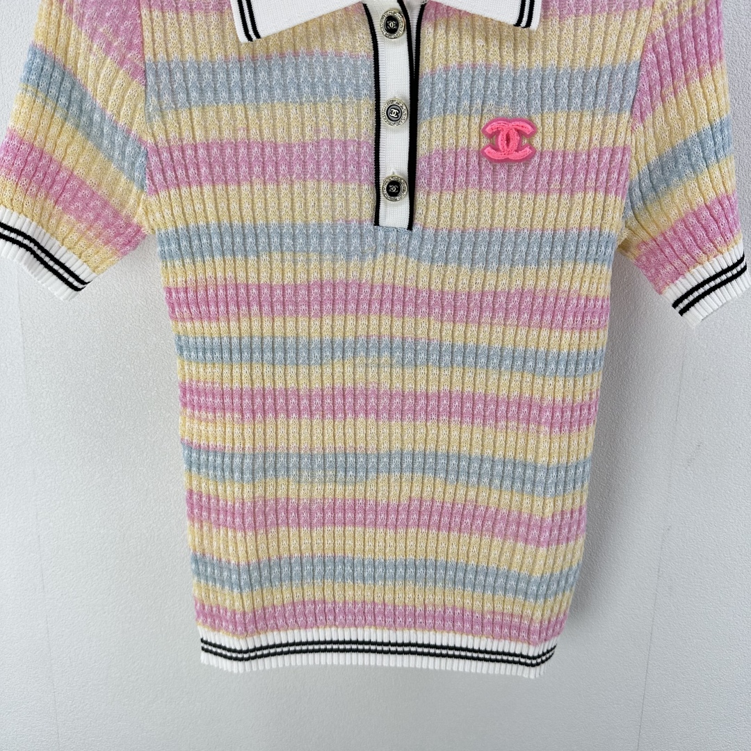 Chanel Women's Striped Knit Polo Shirt, Short Sleeve, Size S-L 6 cmp i1750778994451 506 0 4