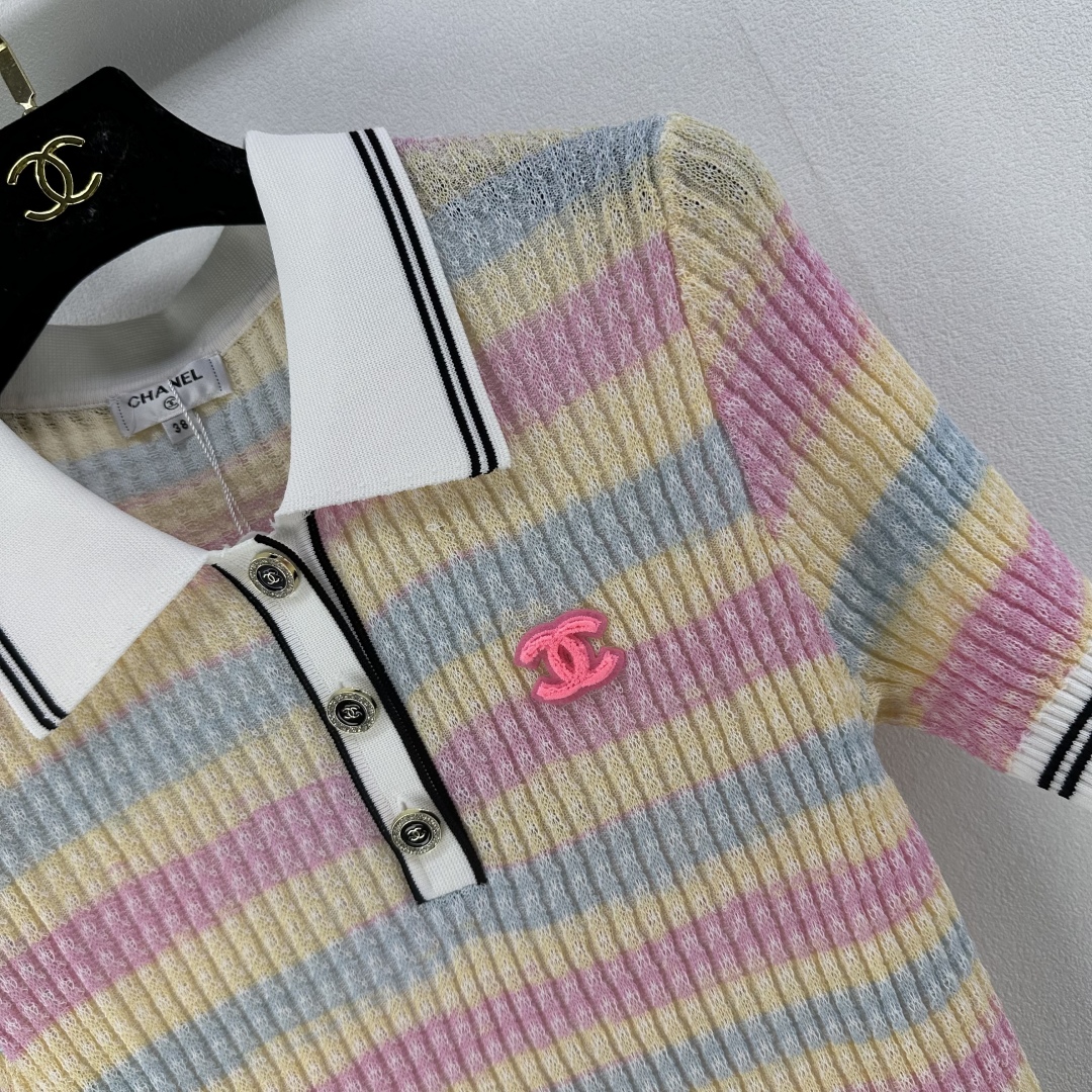 Chanel Women's Striped Knit Polo Shirt, Short Sleeve, Size S-L 2 cmp i1750778994451 5247 0 2