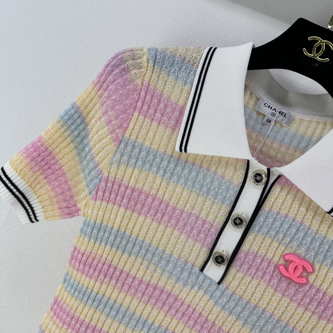 Chanel Women's Striped Knit Polo Shirt, Short Sleeve, Size S-L 3 cmp i1750778996140 4461 0 1