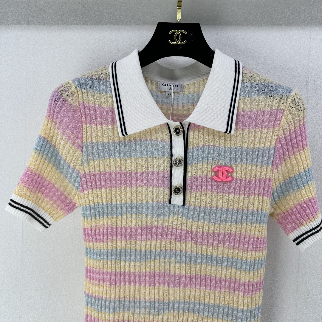 Chanel Women's Striped Knit Polo Shirt, Short Sleeve, Size S-L 4 cmp i1750778996146 1919 0 3