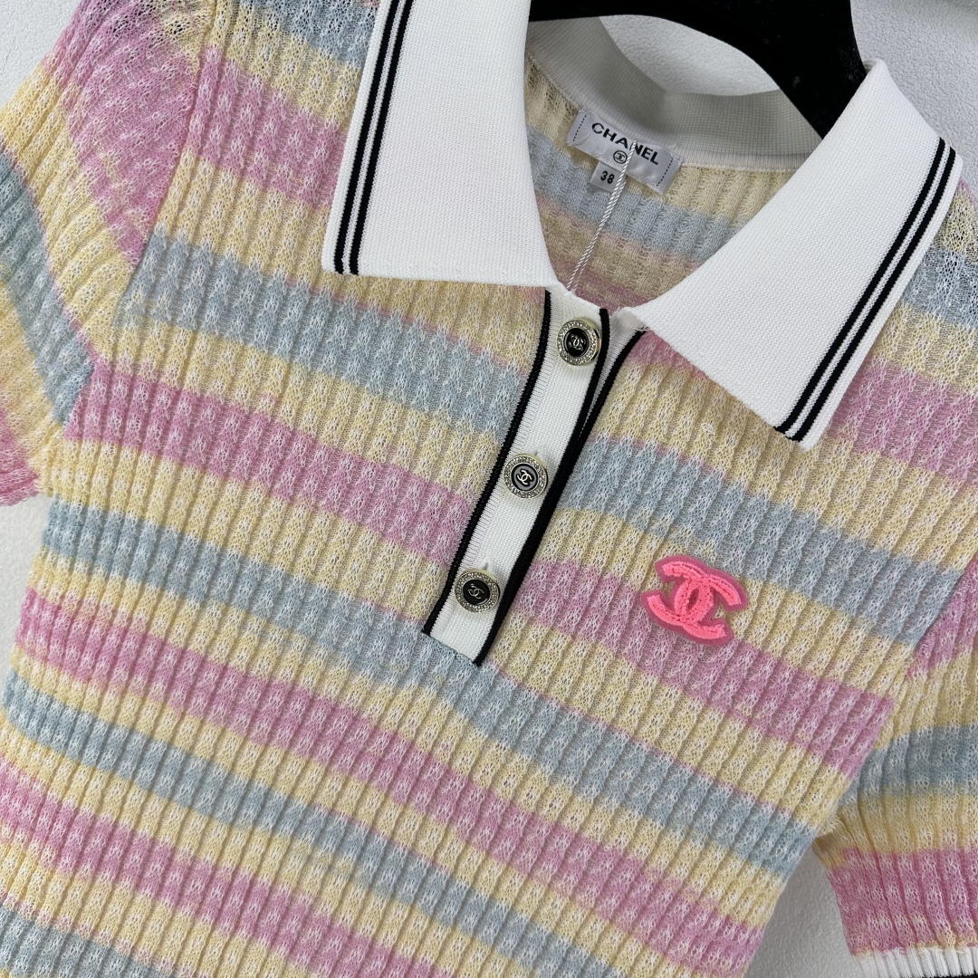 Chanel Women's Striped Knit Polo Shirt, Short Sleeve, Size S-L 5 cmp i1750778996149 1032 0 5