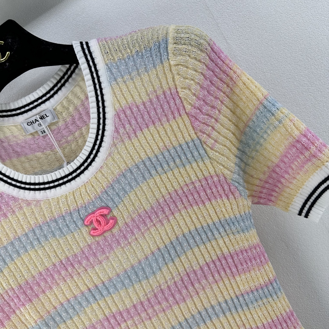 Chanel Striped Knit T-Shirt, Short Sleeve Top, Women's Size S-L 3 cmp i1750779136231 1567 0 2