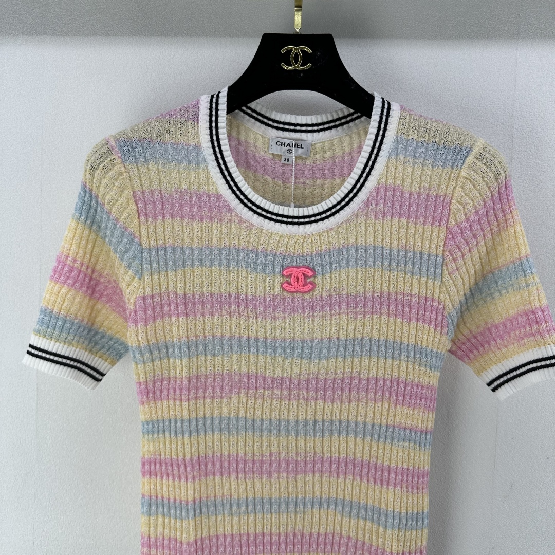 Chanel Striped Knit T-Shirt, Short Sleeve Top, Women's Size S-L 5 cmp i1750779136247 4494 0 3
