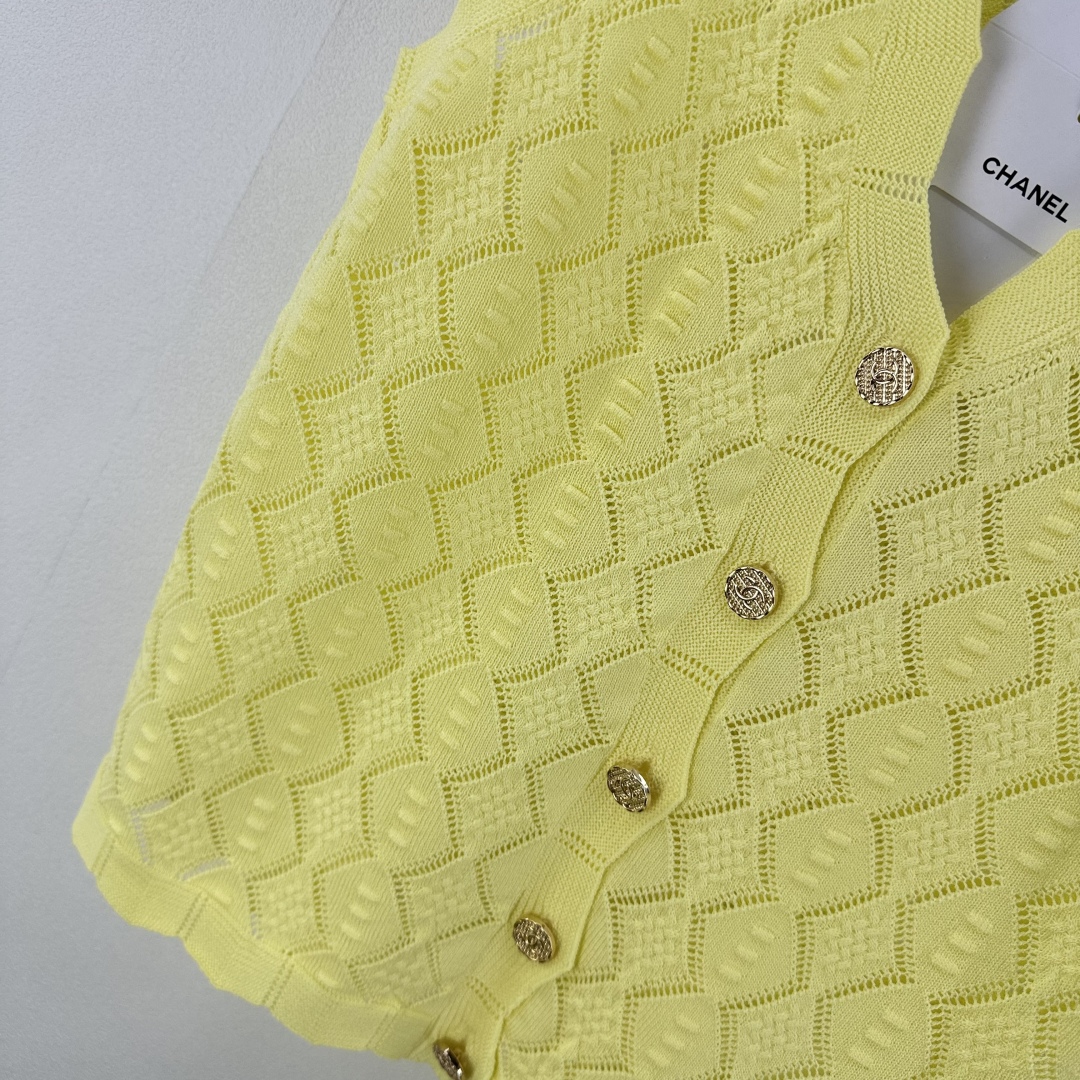 Chanel Women's Yellow Knit Vest Top with CC Logo, Size S-L 7 cmp i1750779295234 1360 0 6