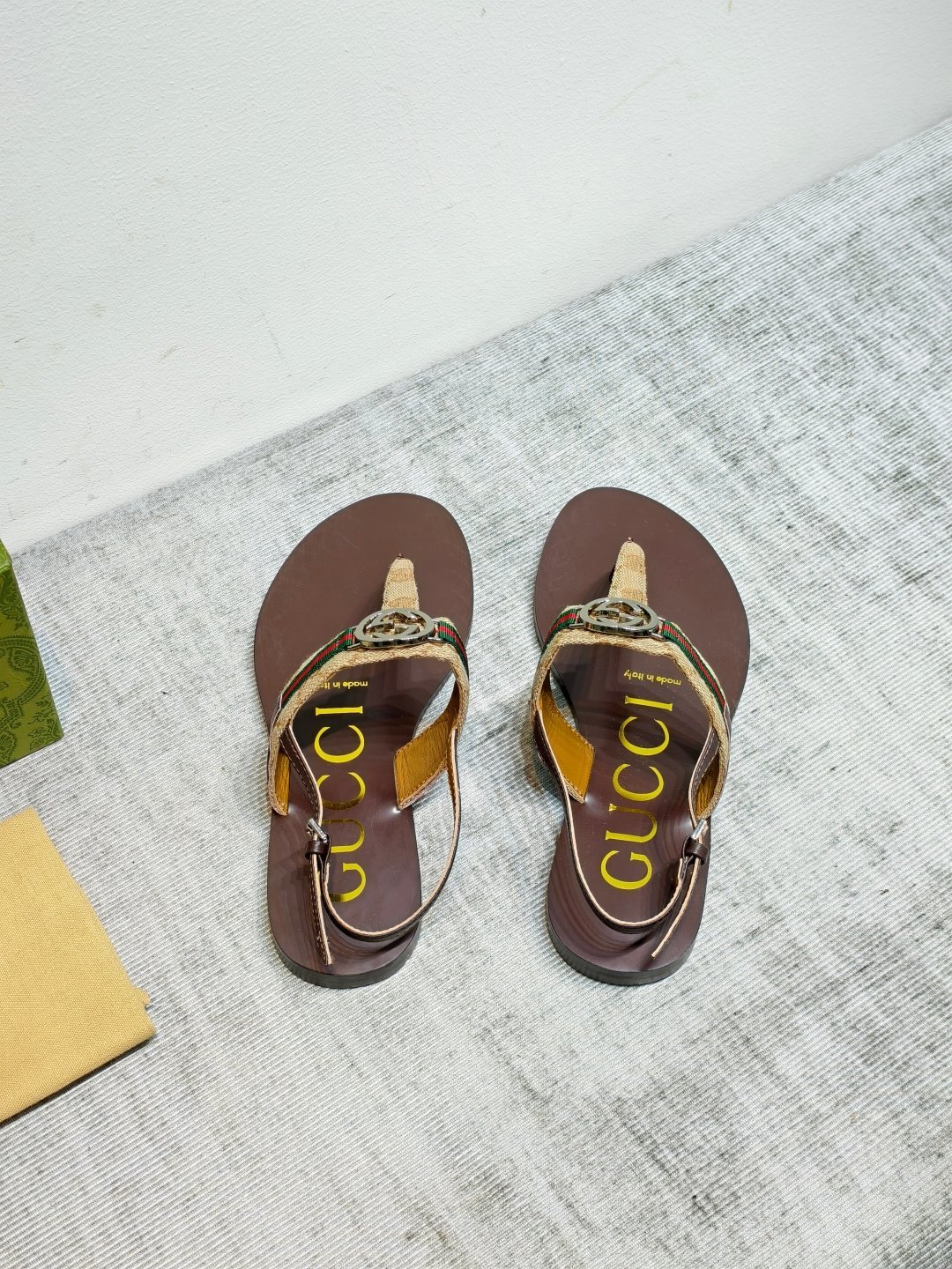  Web Interlocking G Thong Back Strap Flat Sandals