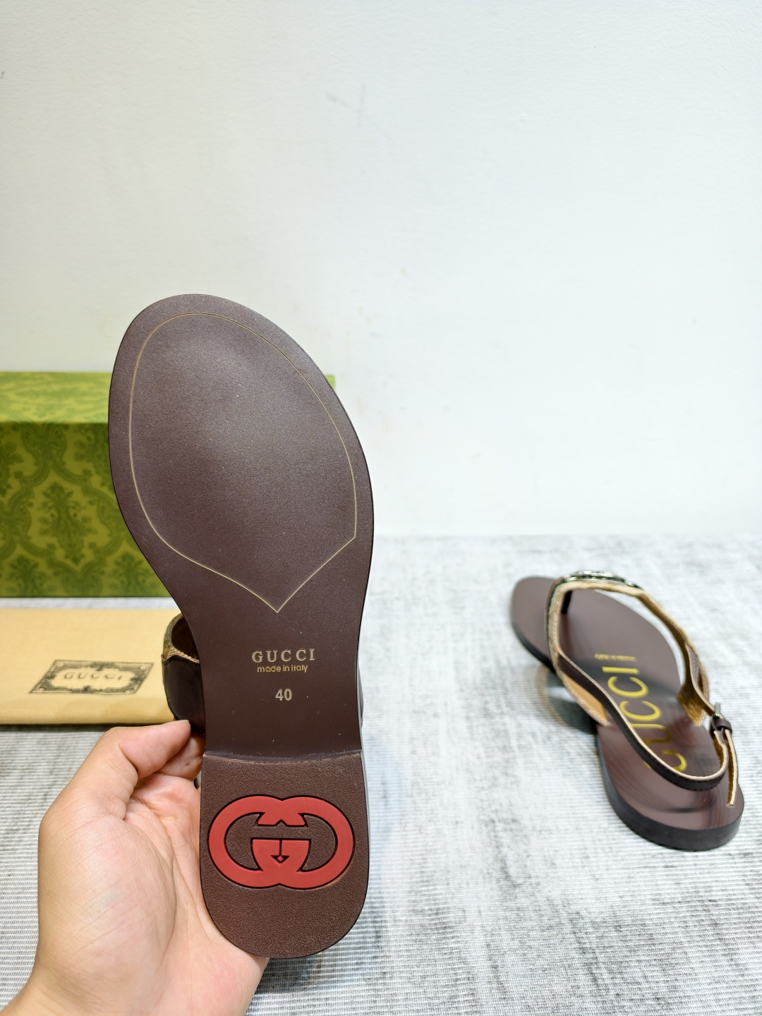  Web Interlocking G Thong Back Strap Flat Sandals