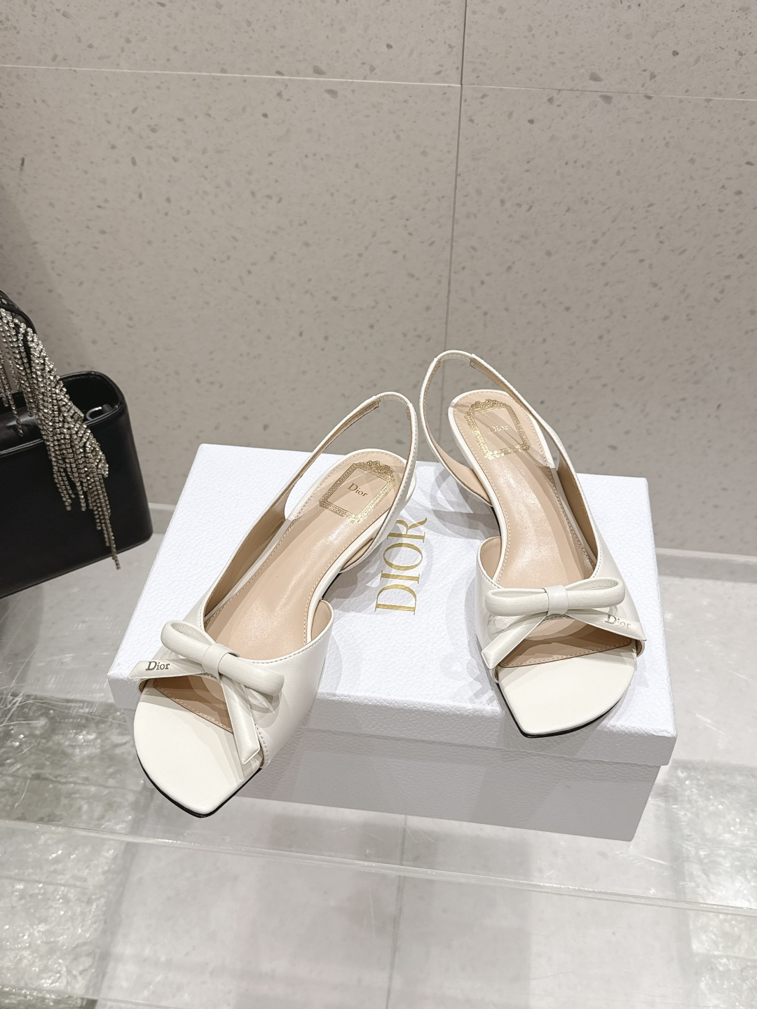 Dior Satin Bow Slingback Sandals